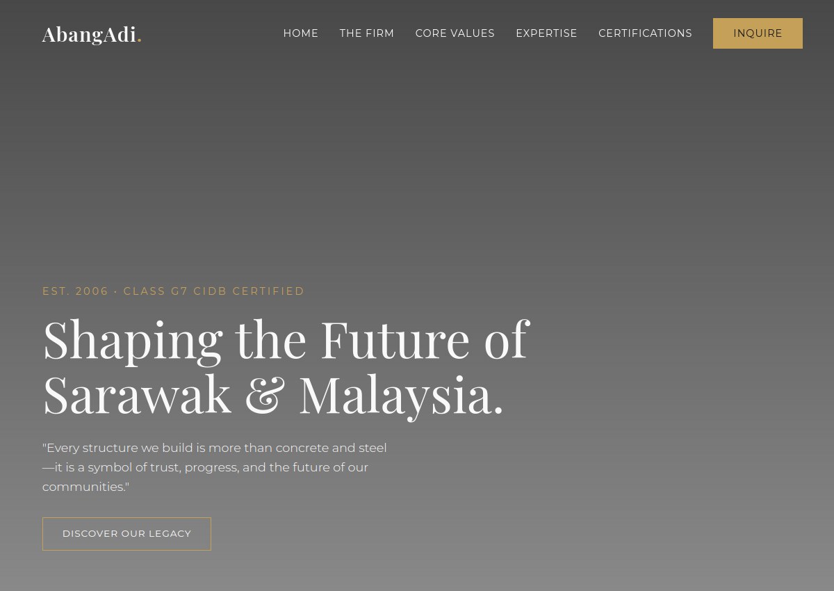 Preview of the AbangAdi Construction website