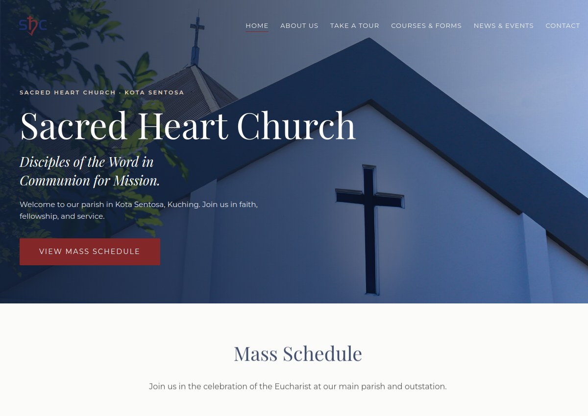 Preview of the Sacred Heart Church Kota Sentosa website